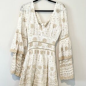 NWOT antica sartoria white/cream eyelet cutout dress Italy Positano import